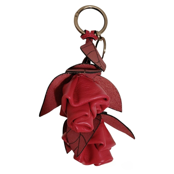 Patricia Nash Leather Laced Rose Bag Charm Keychain - Picture 1 of 2